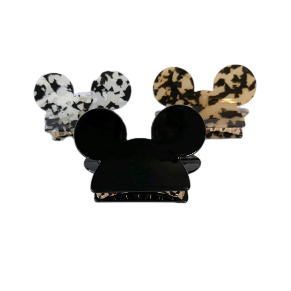 Acrylic Hairclips Set Of 3 Multicolor Mouse Ears Brand New